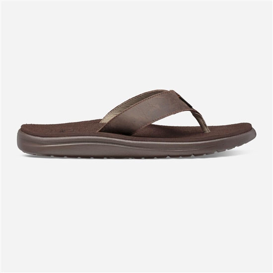 Teva Voya Flip Leather Men's Flip Flops Dark Brown | 1453698-QM